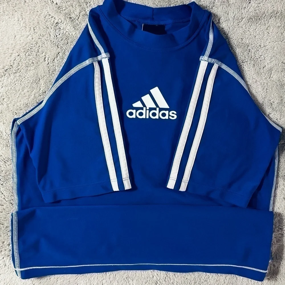 Adidas boys royal blue rashguard, size M